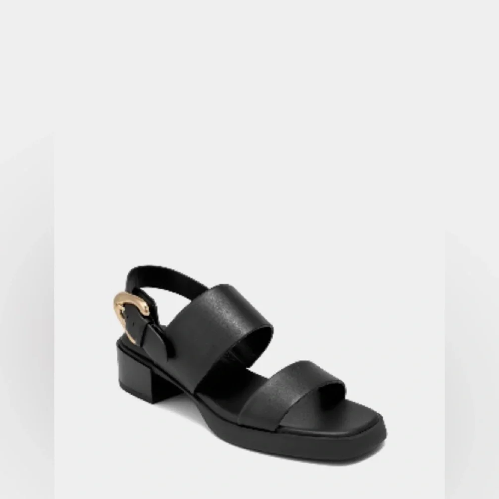 AEROSOLES Black Sandals with Gold Accent - Picture 2 of 2